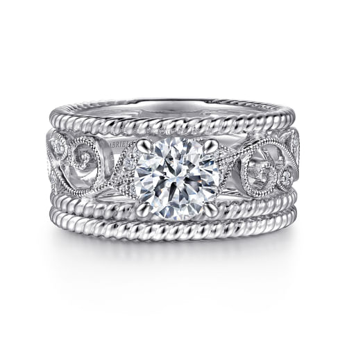 14K White Gold Round Diamond Engagement Ring