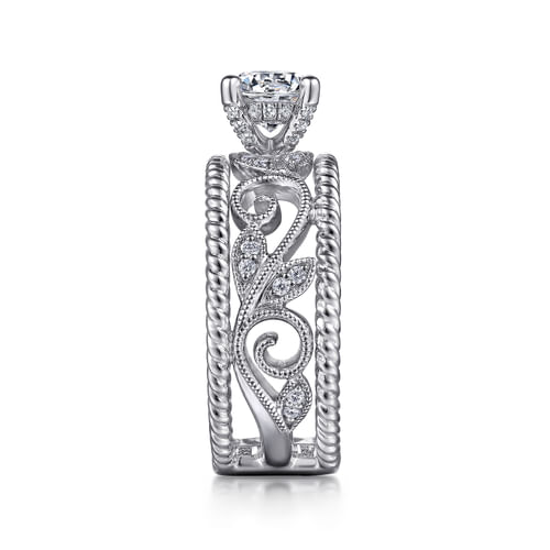 14K White Gold Round Diamond Engagement Ring