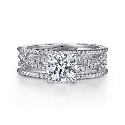 14K White Gold Round Diamond Engagement Ring