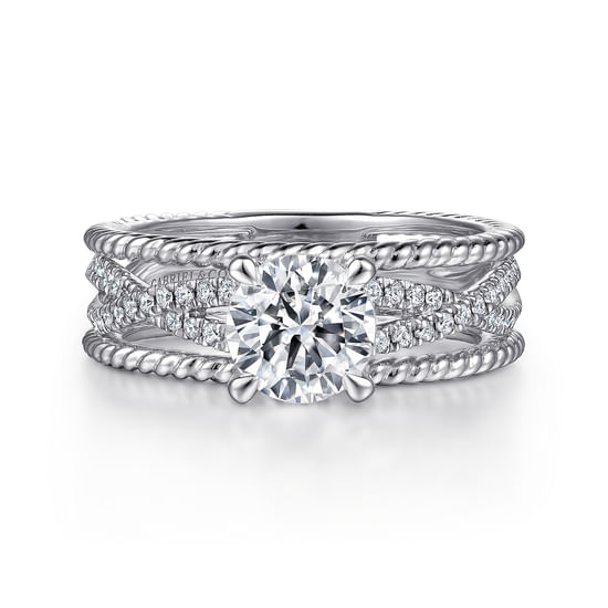 Gabriel - 14K White Gold Round Diamond Engagement Ring