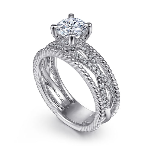 14K White Gold Round Diamond Engagement Ring