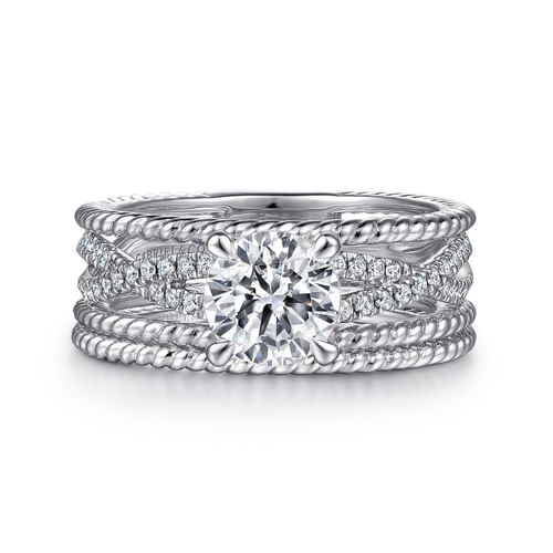 14K White Gold Round Diamond Engagement Ring
