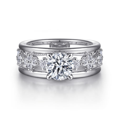 14K White Gold Round Diamond Engagement Ring