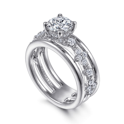 14K White Gold Round Diamond Engagement Ring
