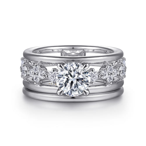 14K White Gold Round Diamond Engagement Ring