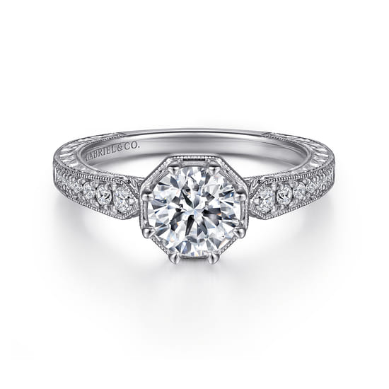Gabriel - 14K White Gold Round Diamond Engagement Ring