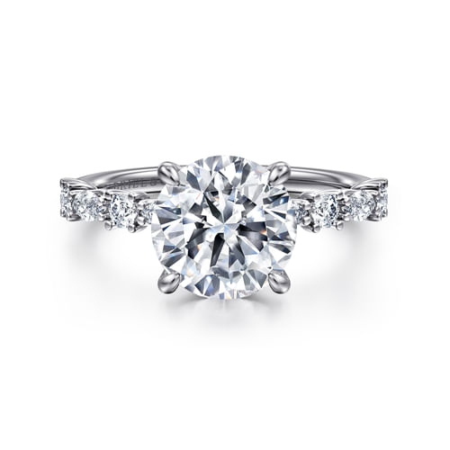 14K White Gold Round Diamond Engagement Ring
