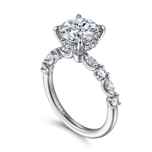 14K White Gold Round Diamond Engagement Ring