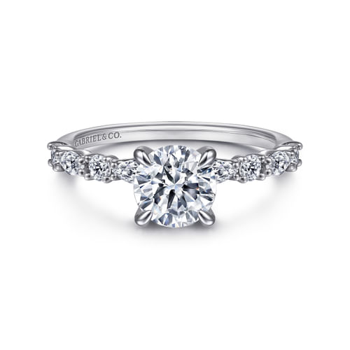14K White Gold Round Diamond Engagement Ring