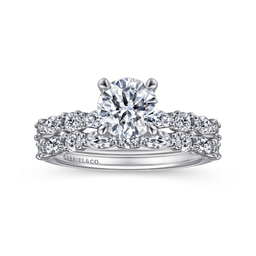 14K White Gold Round Diamond Engagement Ring