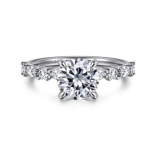 Gabriel - 14K White Gold Round Diamond Engagement Ring