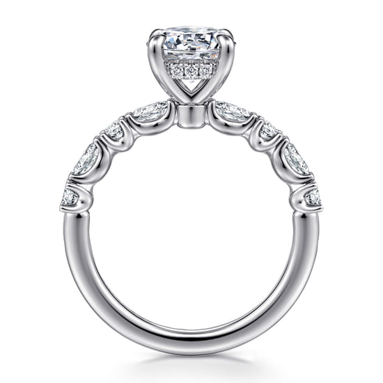 14K White Gold Round Diamond Engagement Ring angle 2