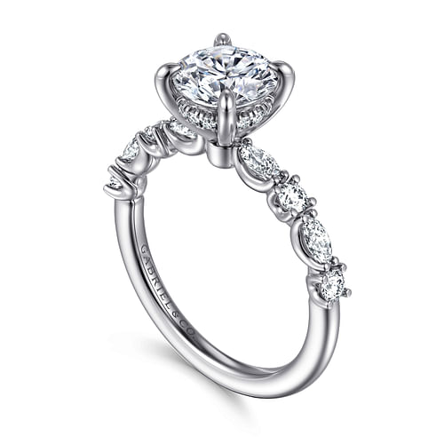 14K White Gold Round Diamond Engagement Ring