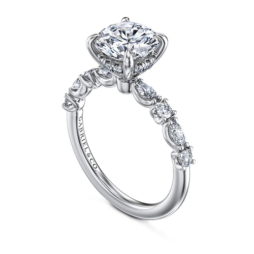 14K White Gold Round Diamond Engagement Ring