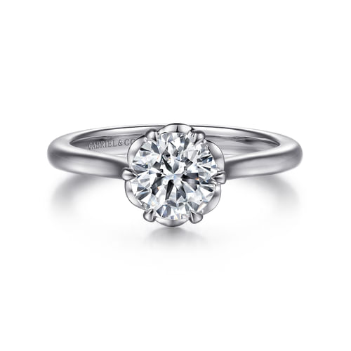 14K White Gold Round Diamond Engagement Ring