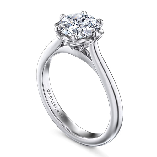 14K White Gold Round Diamond Engagement Ring