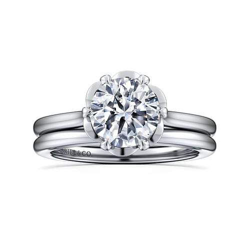 14K White Gold Round Diamond Engagement Ring