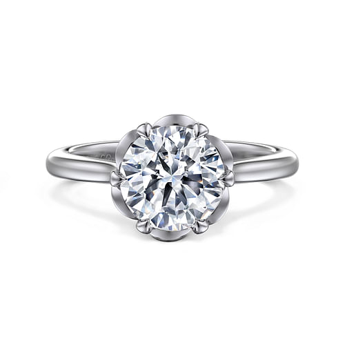 14K White Gold Round Diamond Engagement Ring