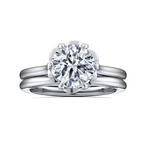 14K White Gold Round Diamond Engagement Ring