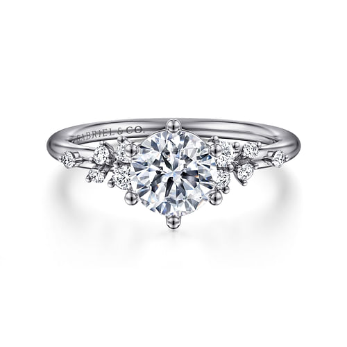 14K White Gold Round Diamond Engagement Ring