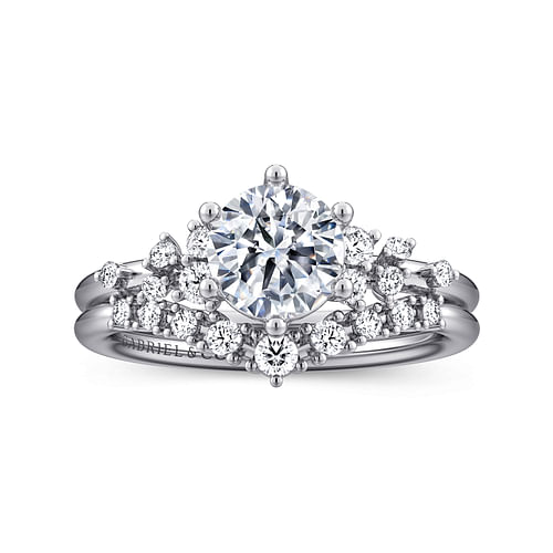 14K White Gold Round Diamond Engagement Ring