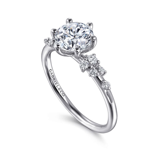 14K White Gold Round Diamond Engagement Ring