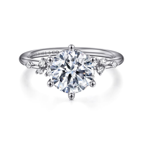 14K White Gold Round Diamond Engagement Ring