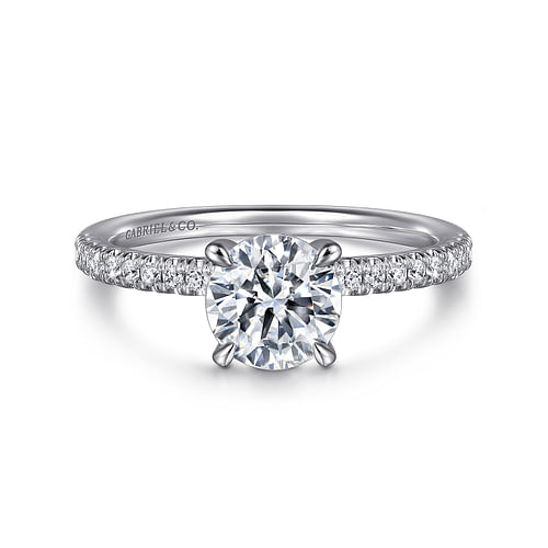 14K White Gold Round Diamond Engagement Ring