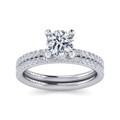 14K White Gold Round Diamond Engagement Ring
