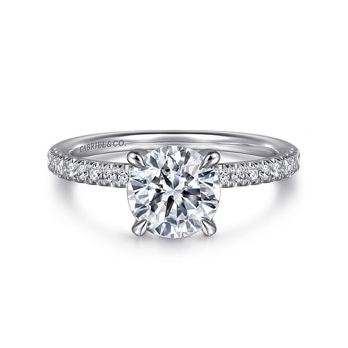 14K White Gold Round Diamond Engagement Ring