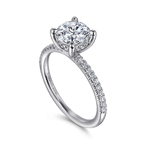 14K White Gold Round Diamond Engagement Ring