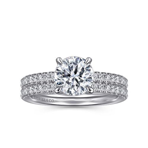 14K White Gold Round Diamond Engagement Ring