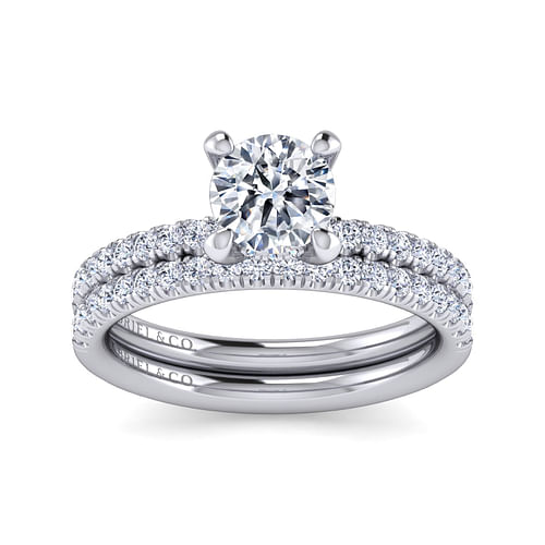 14K White Gold Round Diamond Engagement Ring