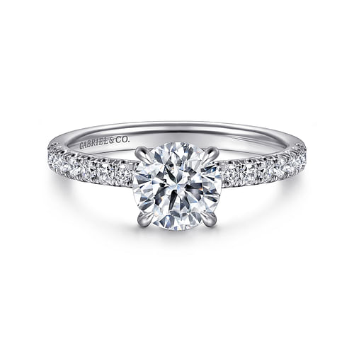 14K White Gold Round Diamond Engagement Ring