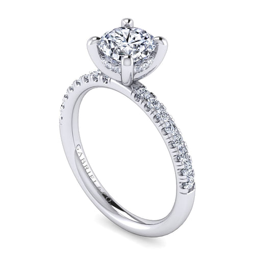 14K White Gold Round Diamond Engagement Ring