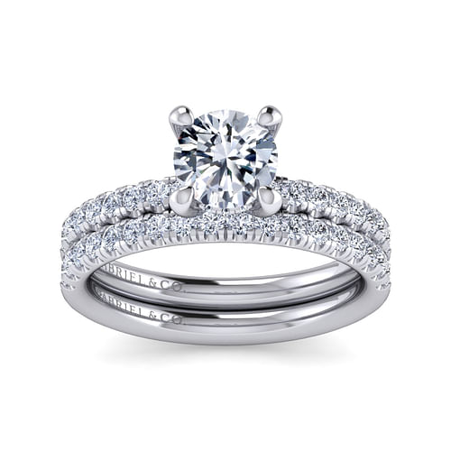 14K White Gold Round Diamond Engagement Ring