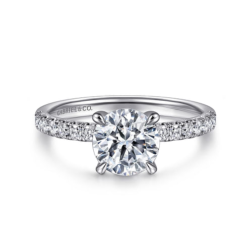 14K White Gold Round Diamond Engagement Ring