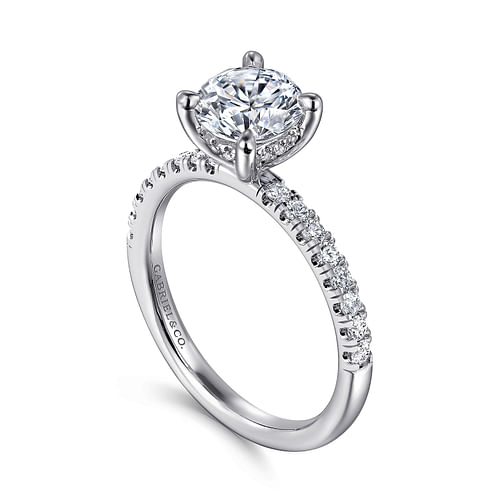 14K White Gold Round Diamond Engagement Ring