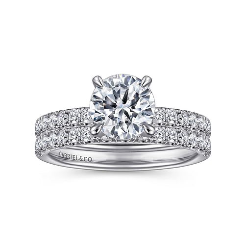 14K White Gold Round Diamond Engagement Ring