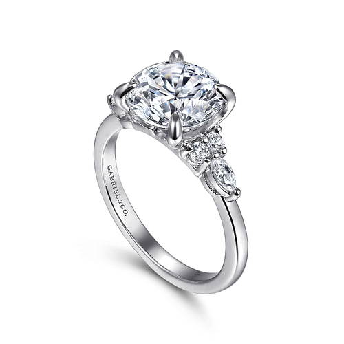 14K White Gold Round Diamond Engagement Ring