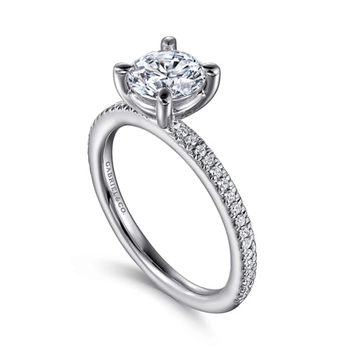 14K White Gold Round Diamond Engagement Ring