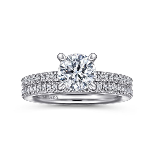 14K White Gold Round Diamond Engagement Ring