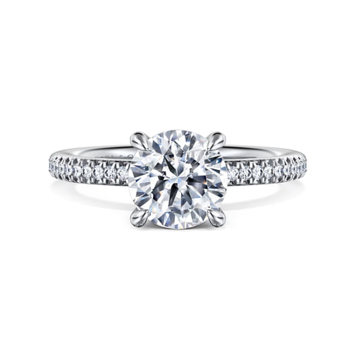 14K White Gold Round Diamond Engagement Ring
