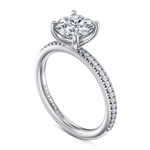 14K White Gold Round Diamond Engagement Ring