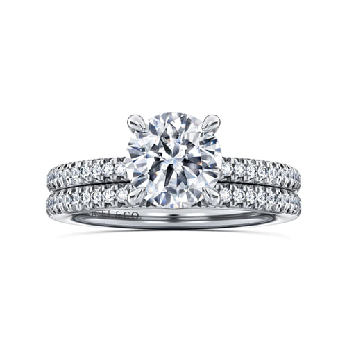14K White Gold Round Diamond Engagement Ring