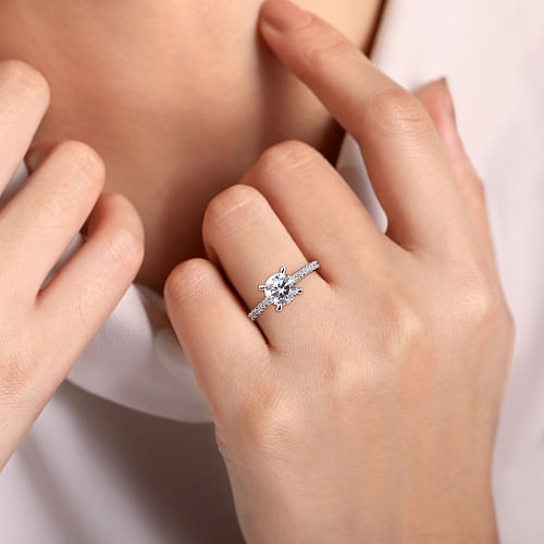 14K White Gold Round Diamond Engagement Ring