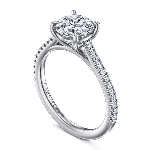 14K White Gold Round Diamond Engagement Ring