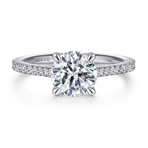 14K White Gold Round Diamond Engagement Ring