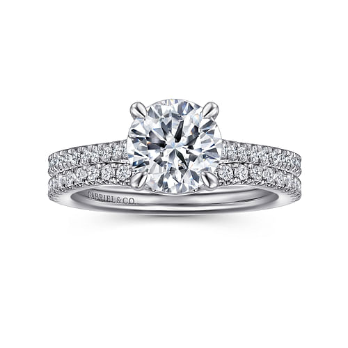 14K White Gold Round Diamond Engagement Ring