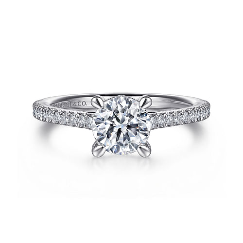 14K White Gold Round Diamond Engagement Ring